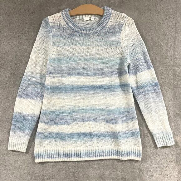 Gap Forever Cozy Knit Sweater Bluespace Dye Blue Striped Cozy Womens Size S - Picture 1 of 8